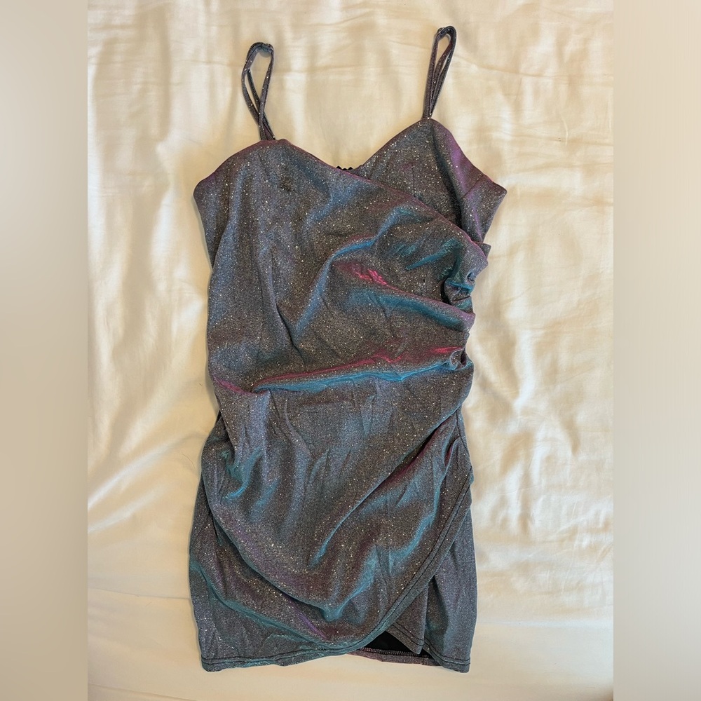 Cider sparkly cinched mini bodycon dress